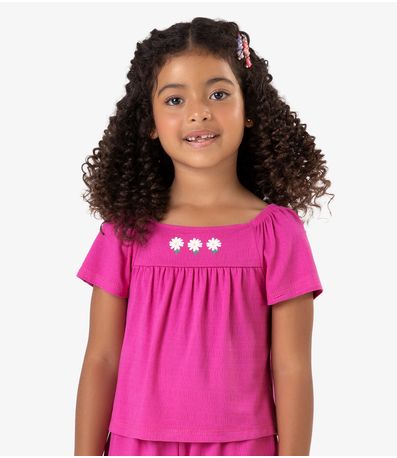 Conjunto Blusa c/ Shorts Visco Maquineta Rovi Kids Rosa