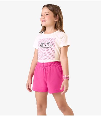 Conjunto Blusa com Shorts Meia Malha Rovi Kids Bege