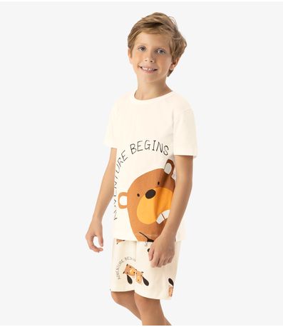 Pijama Meia Malha Rovi Kids Bege