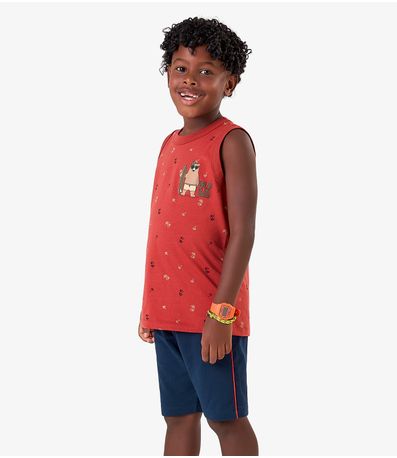 Conjunto Camiseta com Bermuda Meia Malha Rovi Kids Laranja