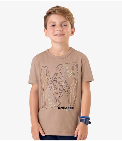 Conjunto Camiseta com Bermuda Meia Malha Rovi Kids Marrom