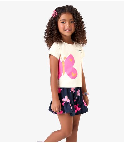 Conjunto Blusa com Shorts em Cotton Leve Rovi Kids Bege