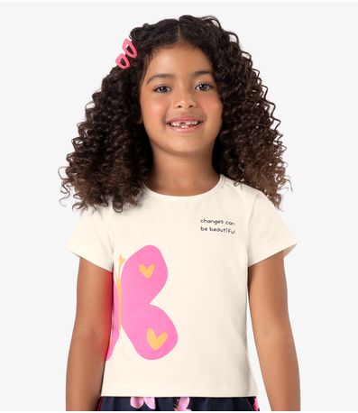 Conjunto Blusa com Shorts em Cotton Leve Rovi Kids Bege