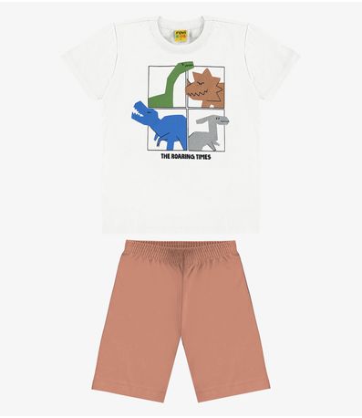 Conjunto Infantil Camiseta com Bermuda Rovi Kids Branco