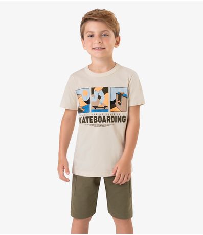 Conjunto Infantil Machão com Bermuda Rovi Kids Bege