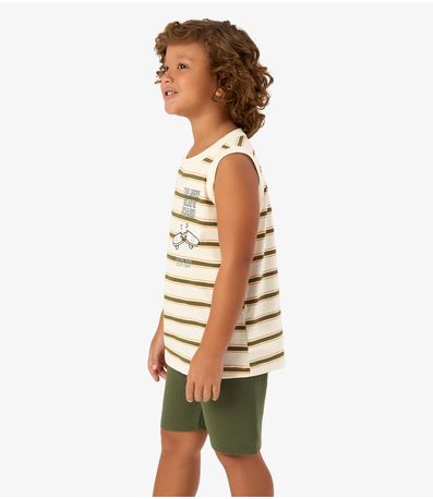 Conjunto Camiseta com Bermuda Meia Malha Rovi Kids Bege