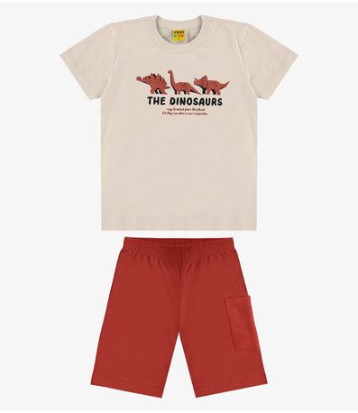 Conjunto Infantil Camiseta com Bermuda Rovi Kids Bege