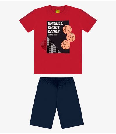 Conjunto Infantil Machão com Bermuda Rovi Kids Vermelho