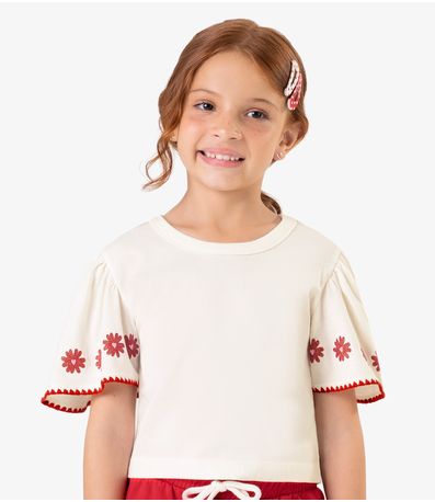 Conjunto com Shorts Saia Meia Malha Rovi Kids Bege