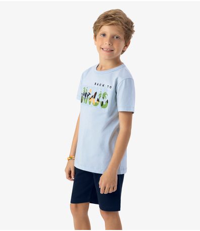 Conjunto Infantil Camiseta com Bermuda Rovi Kids Azul