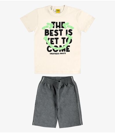 Conjunto Machão c Bermuda em Meia Malha Rovi Kids Bege