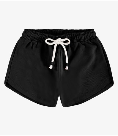 Shorts Infantil em Moletom Sarjado Rovi Kids Preto