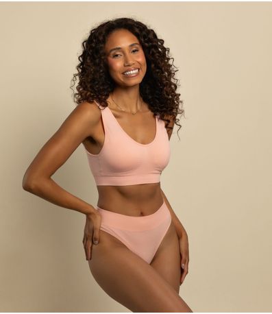Calcinha Fio Cós Largo Sem Costura Basic Pro Rosa