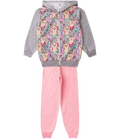 Conjunto De Moletom Infantil Com Capuz Kappes Cinza