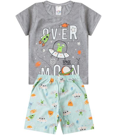 Pijama Infantil Masculino Brilha No Escuro kappes Cinza