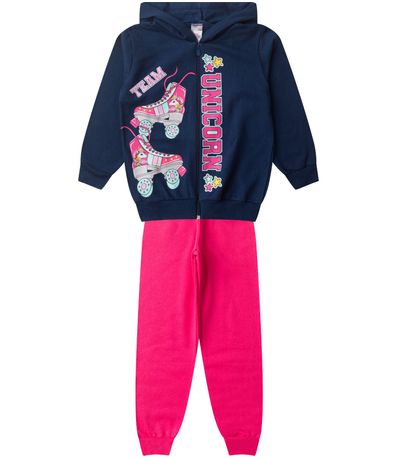 Conjunto De Moletom Infantil Com Capuz Kappes Azul