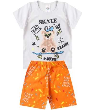 Pijama Infantil Masculino Brilha No Escuro kappes Branco