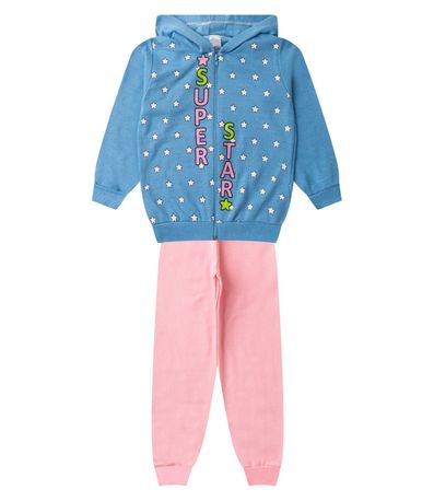 Conjunto De Moletom Infantil Com Capuz Kappes Azul