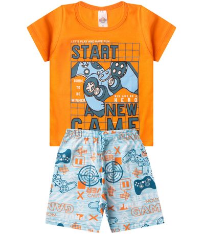 Pijama Infantil Masculino Brilha No Escuro kappes Laranja