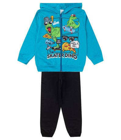 Conjunto De Moletom Infantil Com Capuz Kappes Azul