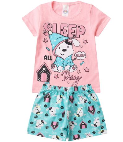 Pijama Infantil Menina Brilha no Escuro Kappes Rosa