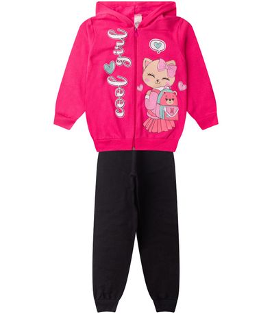 Conjunto De Moletom Infantil Com Capuz Kappes Rosa