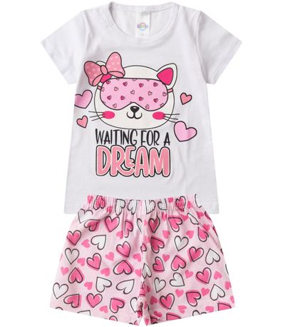 Pijama Infantil Menina Brilha no Escuro Kappes Branco