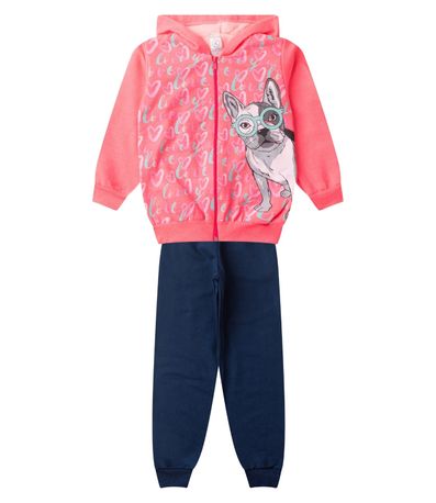 Conjunto De Moletom Infantil Com Capuz Kappes Laranja