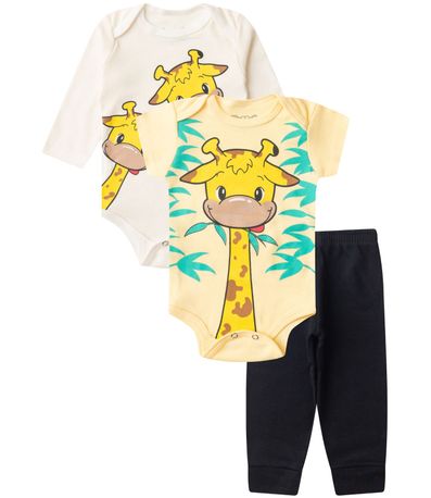 Kit Body Infantil Longo 3 Peças Kappes Amarelo