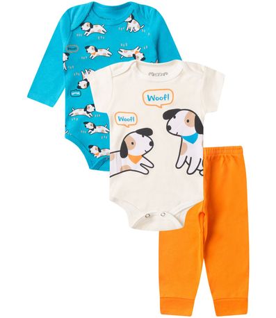 Kit Body Infantil Longo 3 Peças Kappes Azul