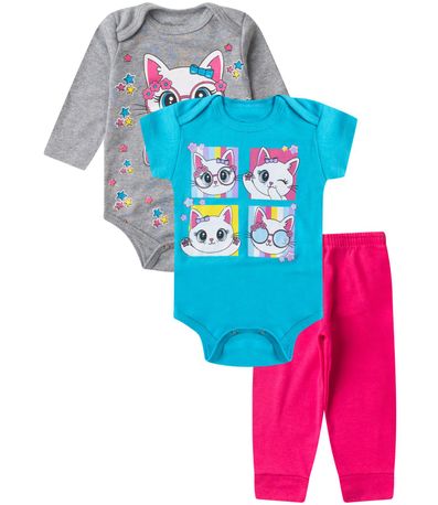 Kit Body Infantil Longo 3 Peças Kappes Rosa