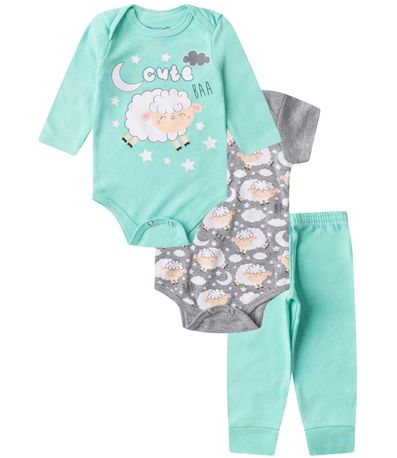 Kit Body Infantil Longo 3 Peças Kappes Verde