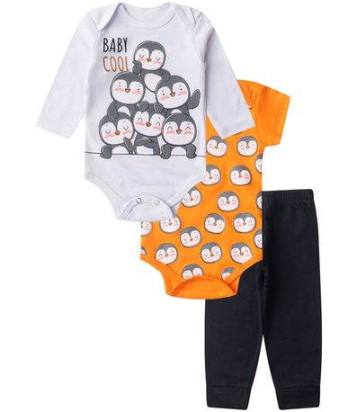 Kit Body Infantil Longo 3 Peças Kappes Laranja