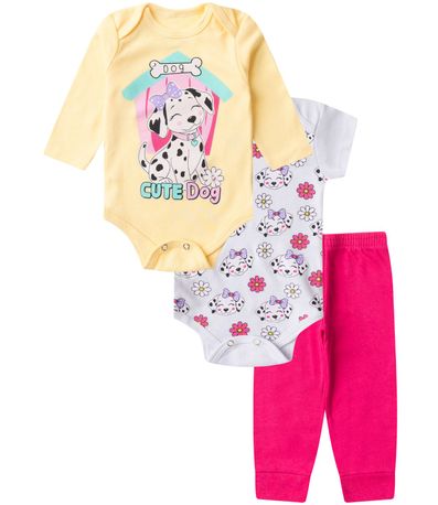 Kit Body Infantil Longo 3 Peças Kappes Amarelo