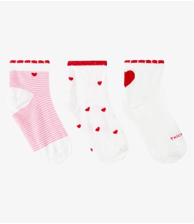 Kit 3 Pares De Meia Cano Curto Infantil Trick Nick Vermelho