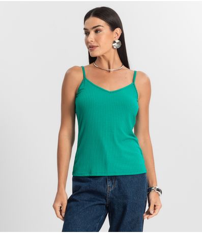 Blusa De Alça Feminina Ribana Canelada Rovitex Verde