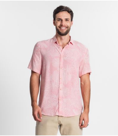 Camisa Masculina Florida Com Botões Select Rosa