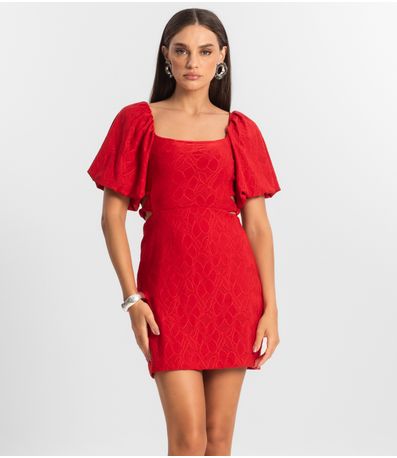 Vestido Feminino Com Manga Bufante Select Vermelho