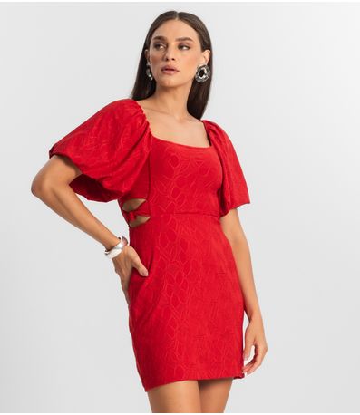 Vestido Feminino Com Manga Bufante Select Vermelho