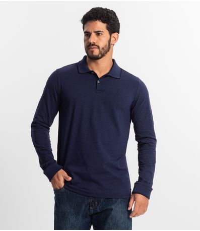 Polo Masculina  Manga Longa Diametro Azul