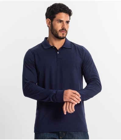 Polo Masculina  Manga Longa Diametro Azul