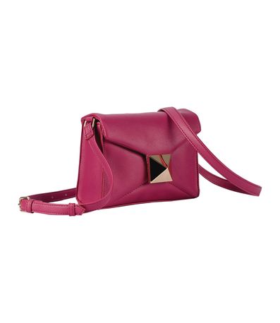 Bolsa Feminina Transversal Com Fecho Dourado Semax Rosa
