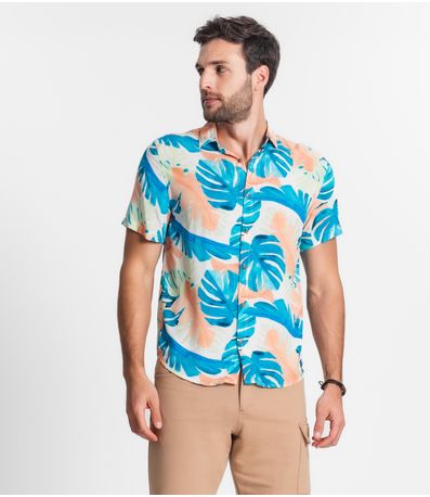 Camisa Masculina Florida Com Botões Select Azul