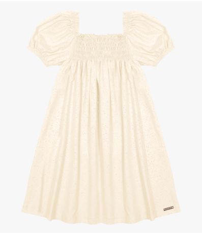 Vestido Infantil Com Glitter Trick Nick Bege