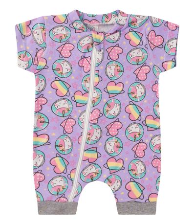 Macacão Bebe Curto Com Zíper Suedine Kappes Roxo