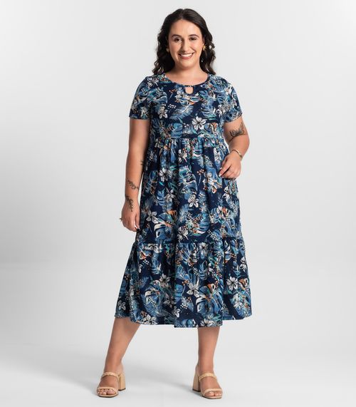 Vestido Feminino Midi Recorte Maria Midsize Select Azul