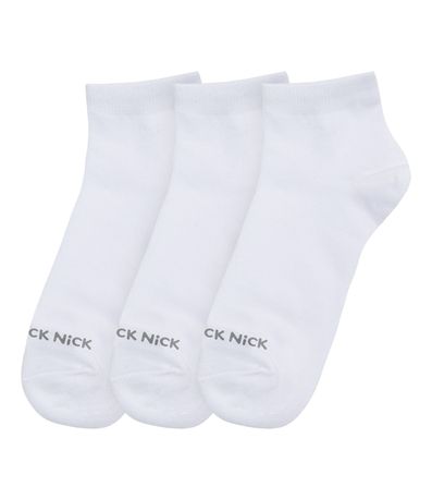Kit 3 Pares De Meia Cano Curto Lisas Trick Nick Branco