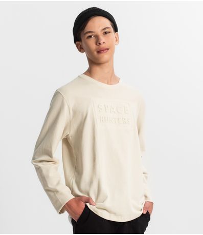 Camiseta Juvenil Masculina Manga Longa Minty Bege