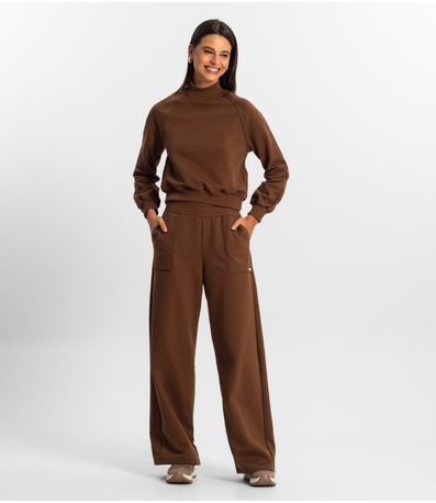 Conjunto de blusão com calça Rovitex Marrom