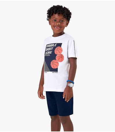 Conjunto Infantil Machão com Bermuda Rovi Kids Branco